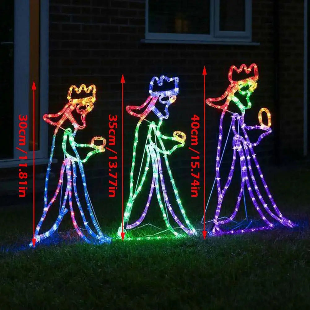 Outdoor Christmas LED Three 3 Kings Silhouette Motif Rope Light Decoration for Garden Yard