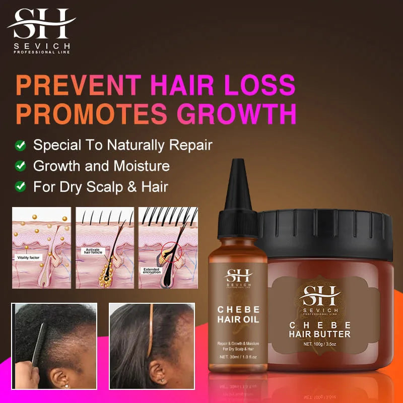 Fast Hair Growth Set Chebe Oil Traction Alopecia Hair Mask Anti Break Loss Hair Growth Oil