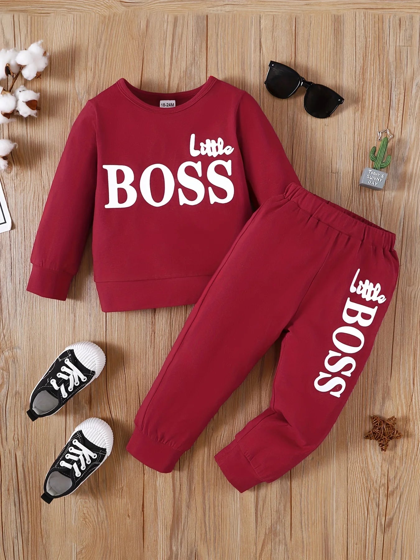 Clothes Set for Kids Boy 1-6 Years Solid Long Sleeves Little BOSS