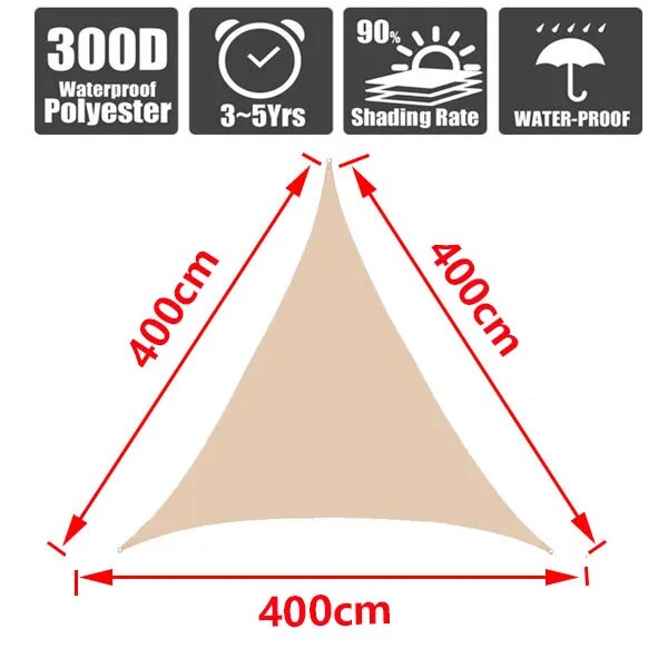 Waterproof 300D gray square rectangular shade sail - My Store