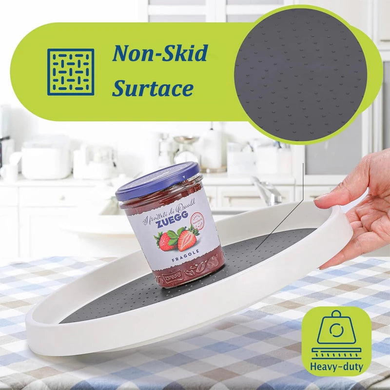 360 Degree Rotating Storage Shelf Bathroom Turntable Spice Round Rack Plate for Kitchen Season