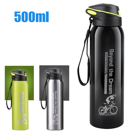 500ml Bike Water Bottle Drink Flask Stainless Steel Cup Outdoor