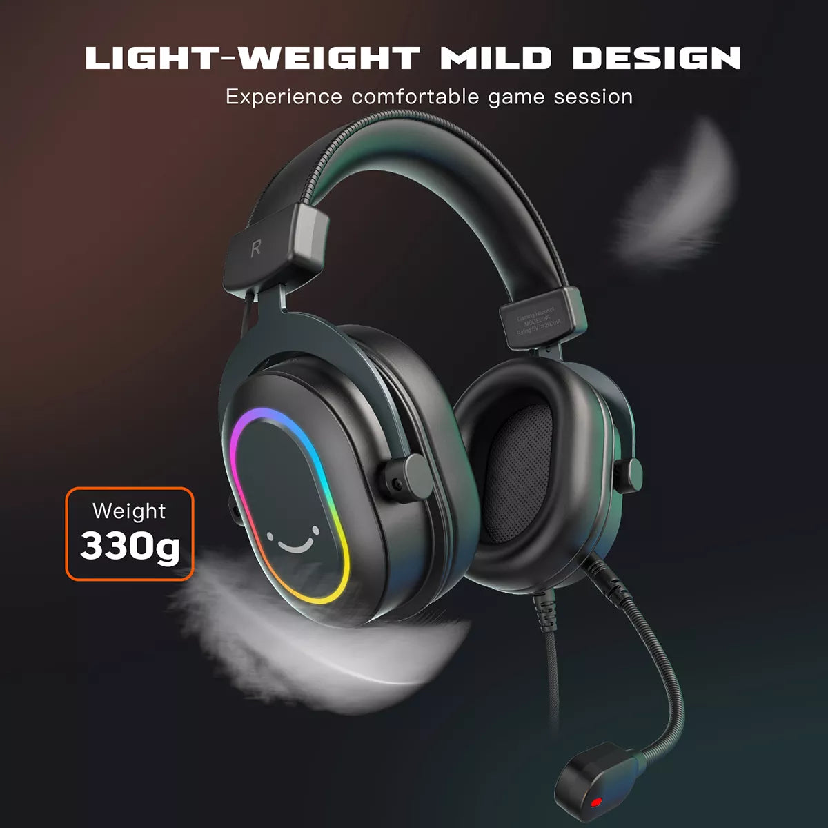 Fifine Dynamic RGB Gaming Headset with Mic Over-Ear Headphones 7.1 Surround Sound PC PS4 PS5 3 EQ