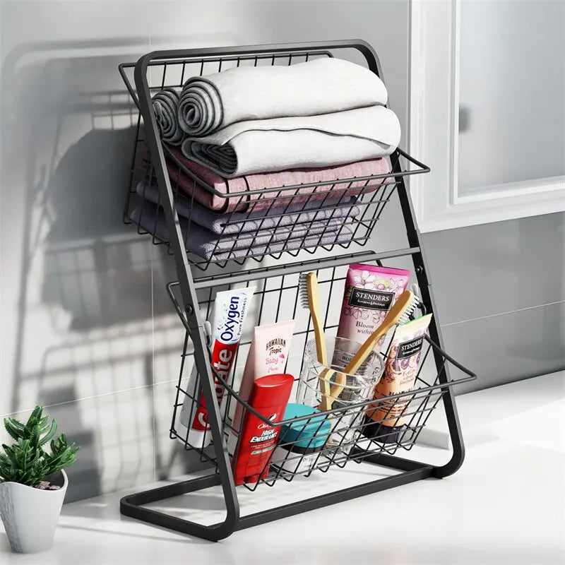 Kitchen Organizer Shelf Double Layer Seasoning Vegetables Fruits Holder