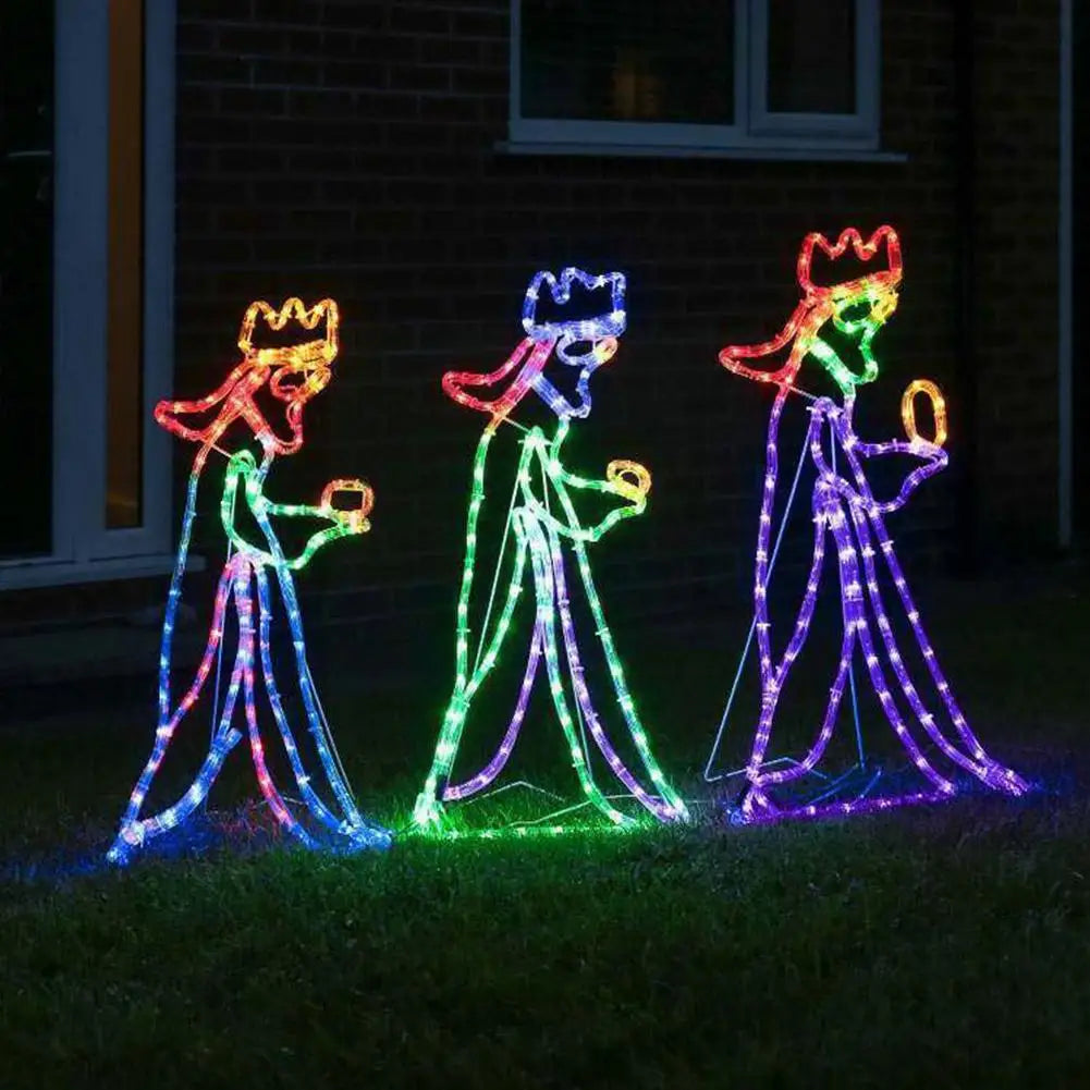 Outdoor Christmas LED Three 3 Kings Silhouette Motif Rope Light Decoration for Garden Yard