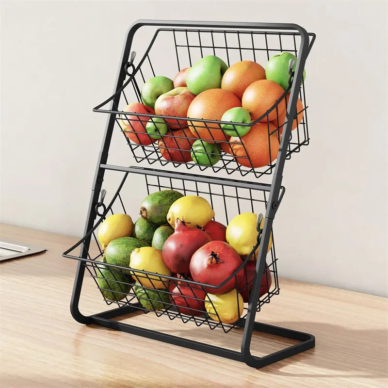 Kitchen Organizer Shelf Double Layer Seasoning Vegetables Fruits Holder