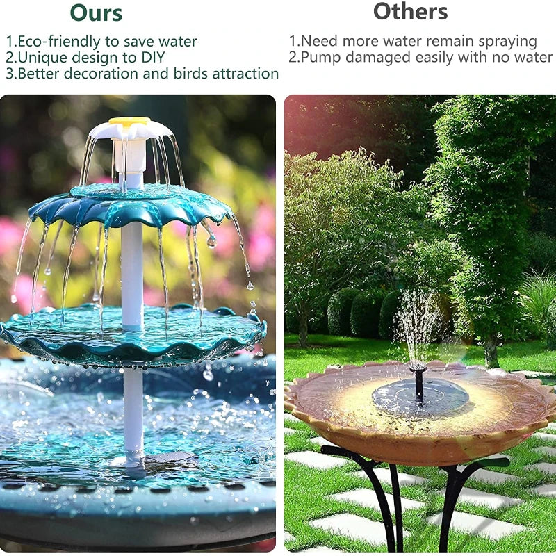 3 Tiered Bird Bath with 3W Solar Pump, DIY Solar Fountain Detachable and Suitable for Bird Bath, Garden Decoration