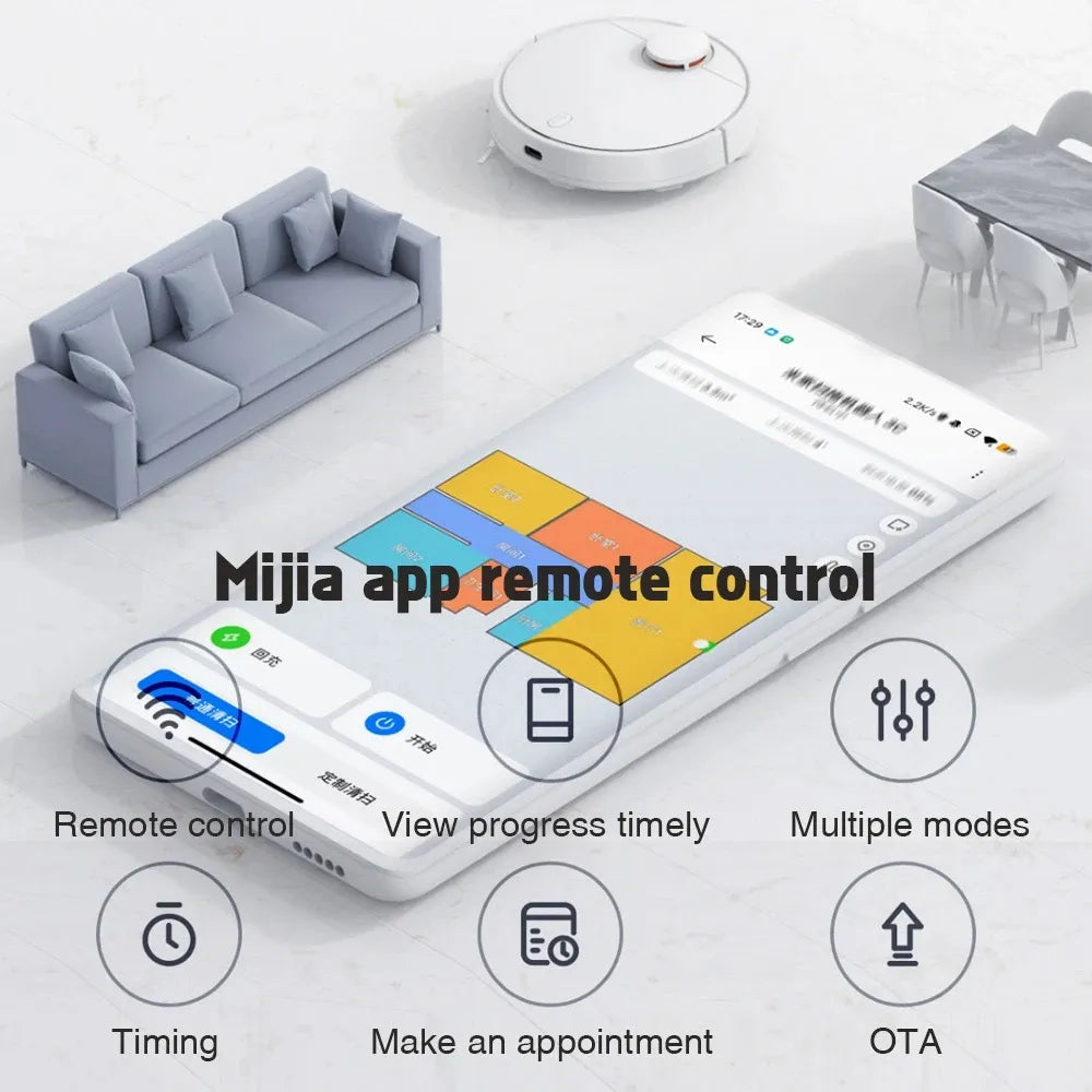 XIAOMI MIJIA 3C Robot Vacuum Cleaner and Mop For Home Appliance Dust LDS Scan 4000PA Cyclone Suction Washing Mop Smart Planned