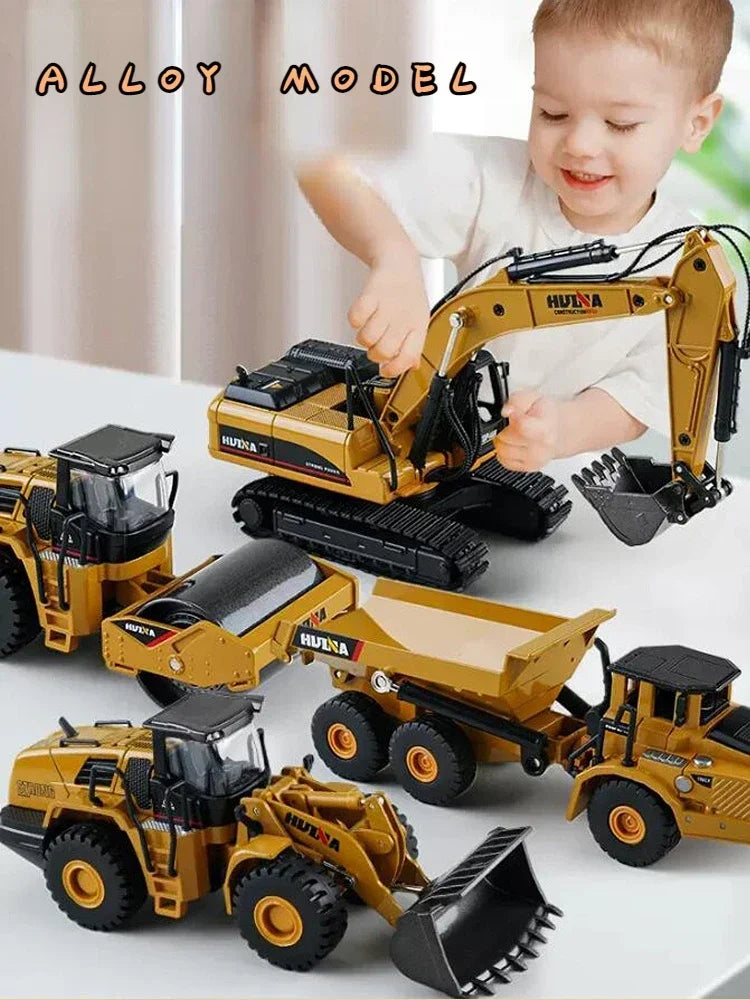 1/50 Scale Diecast Alloy Excavator Toy Car For Kids Boys Engineering Truck Toys Forklift Crane Dump Truck