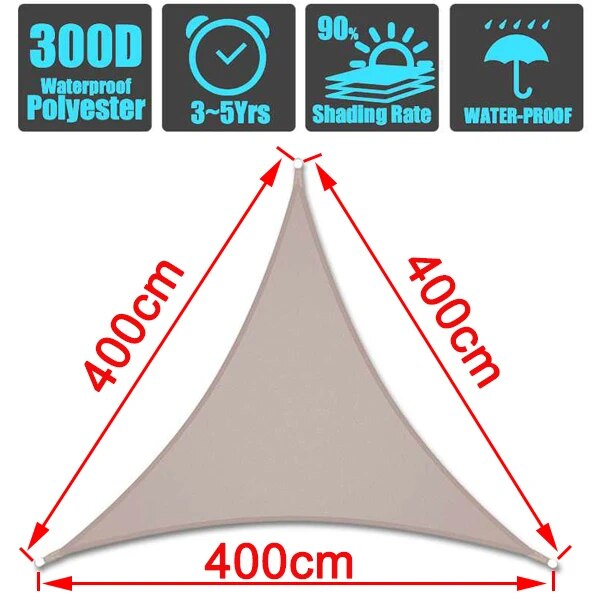 Waterproof 300D gray square rectangular shade sail - My Store