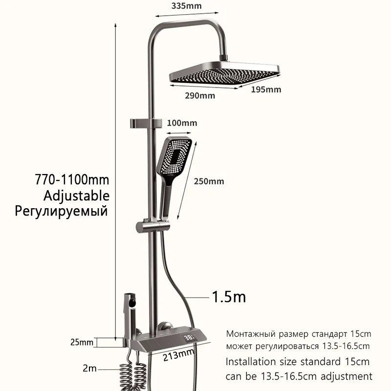 Bathroom Shower Full Set Black White Gray Bathtub Shower System Rain