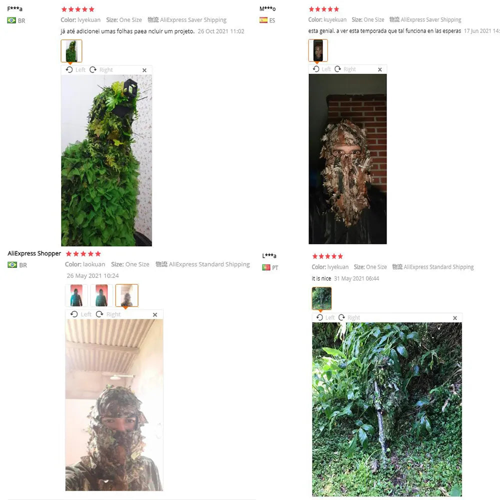 Ghillie Camouflage Leafy Hat 3D Full Face Mask Headwear Turkey Camo Hunter Hunting Accessories