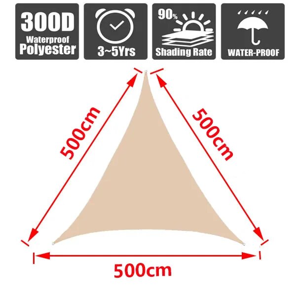 Waterproof 300D gray square rectangular shade sail - My Store