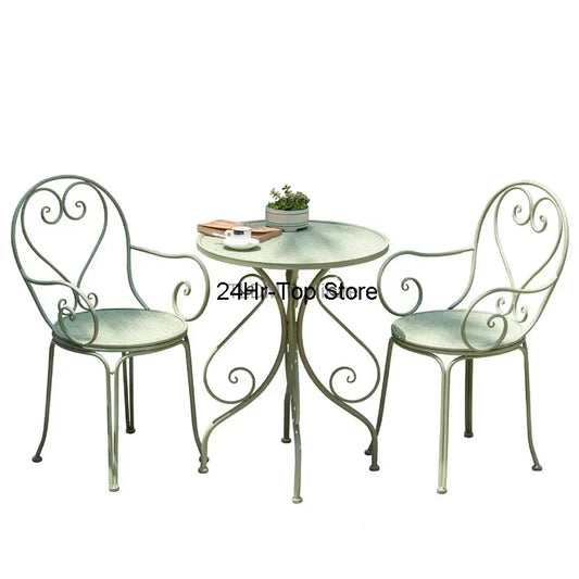 European Retro Iron Garden Furniture Sets Outdoor Courtyard Garden Balcony Table and Chair Set cafe