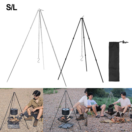 1pc Camping Bonfire Tripod Portable Triangle Support Aluminum Alloy 530g/300g For Hanging Pot Picnic Cooking Camping Accsesorios