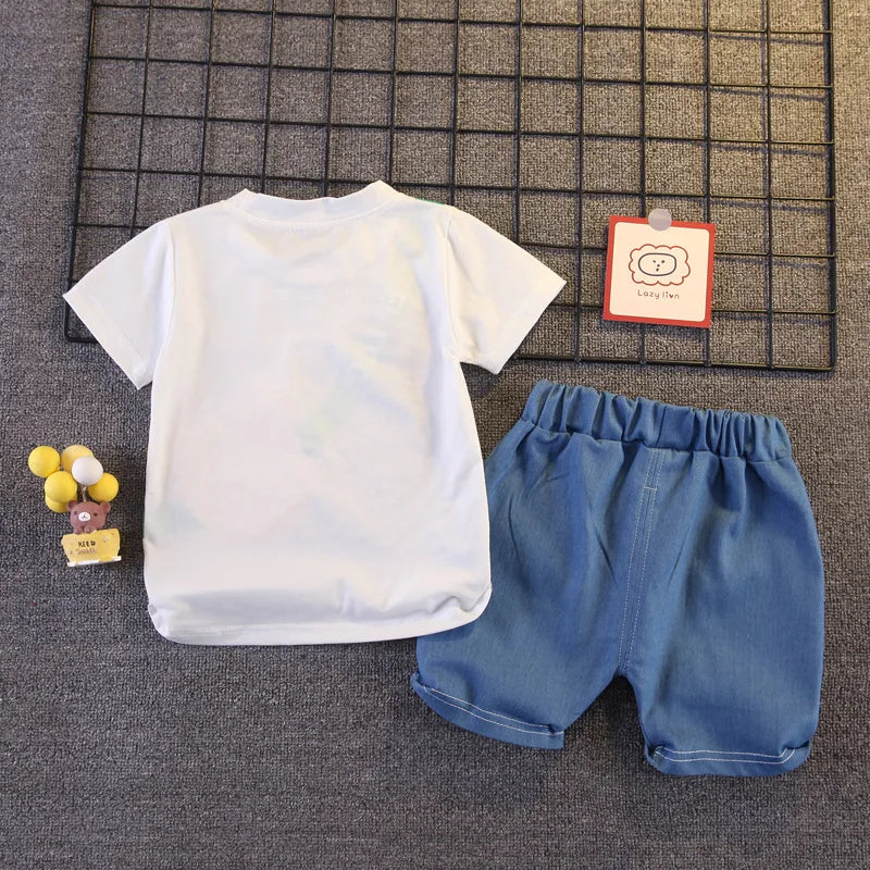 Summer Baby Boys Clothing Sets Cartoon Bear Cotton T-Shirt + Shorts 2Pcs Suits for Baby Kids