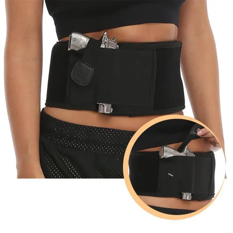 Tactical Belly Gun Holster Portable Hidden Phone Bag Concealed Carry Waist Band Belt for Outdoor Hunting Fitness Defense Use