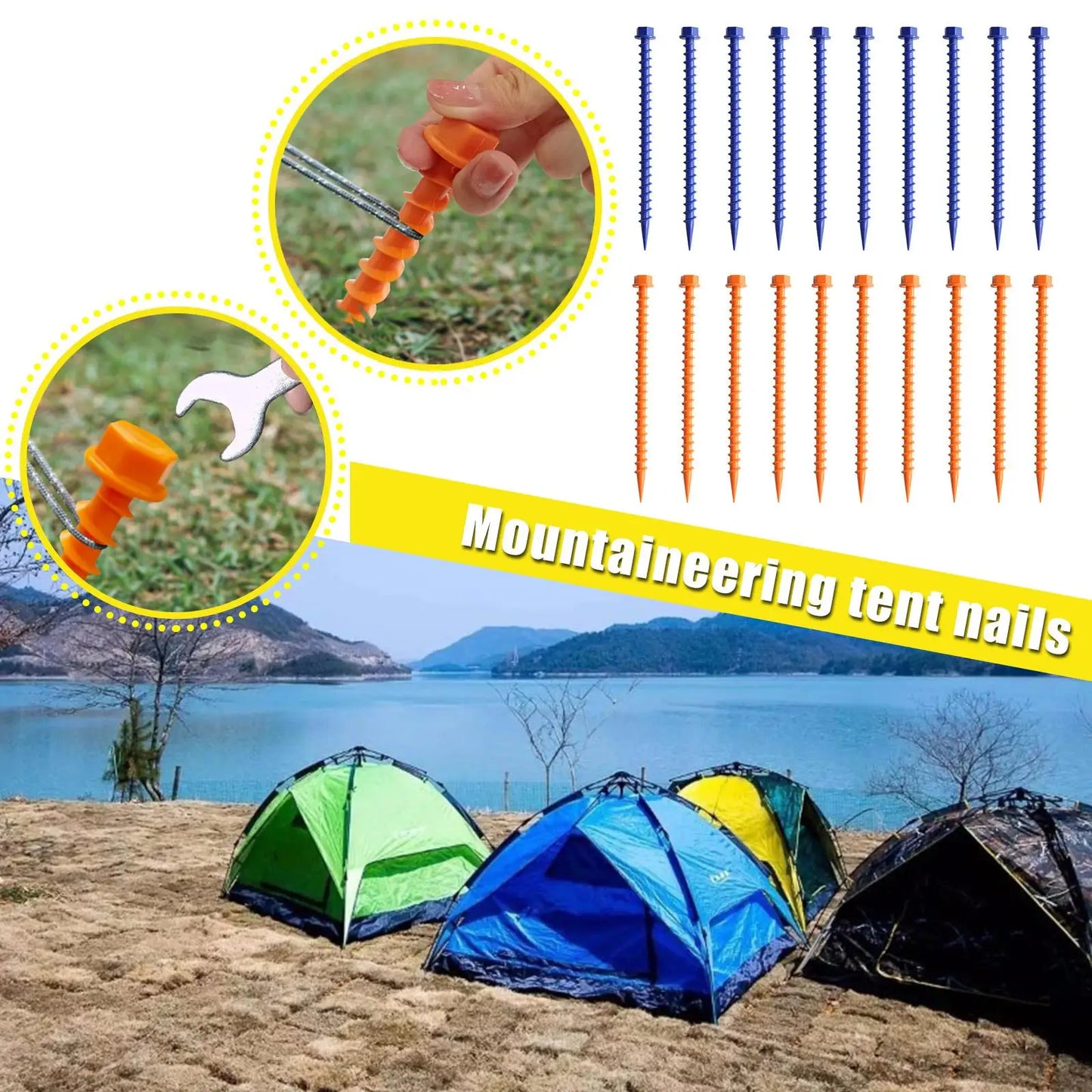 Tent Nail Plastic Tent Stakes Heavy Duty Beach Tent Pegs Canopy Stakes Essential Gear For Camping Accessories Y8I1