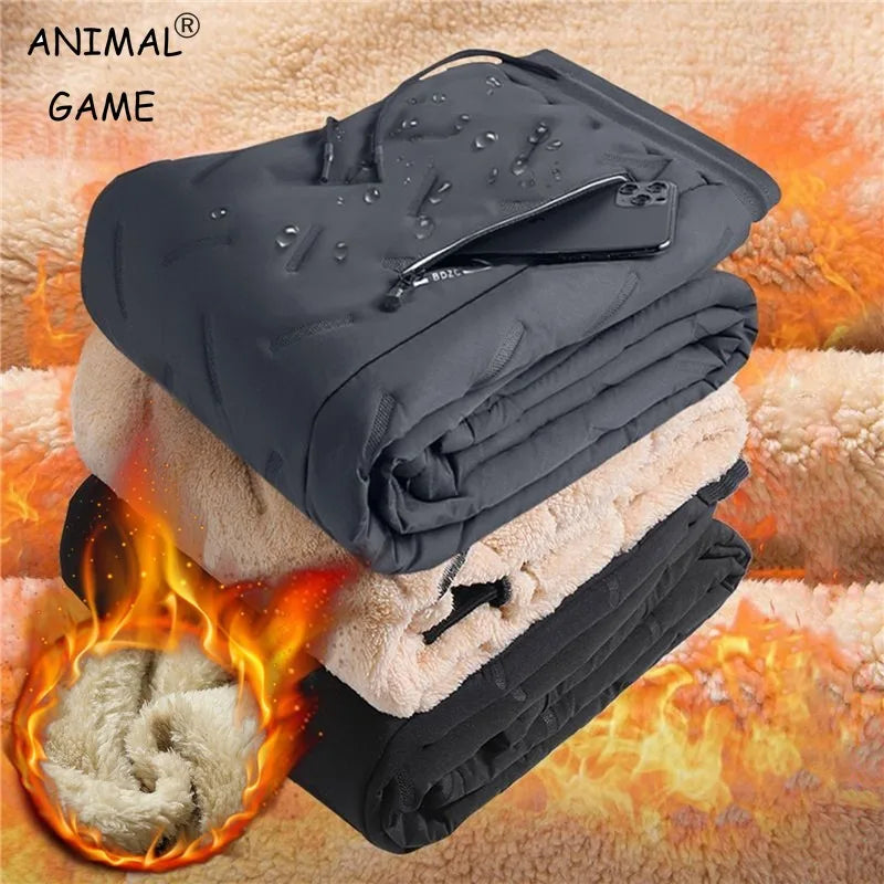 Winter Sweat wear Men Plush Thick Fleece Sweatpants Lambs wool Thermal Trousers