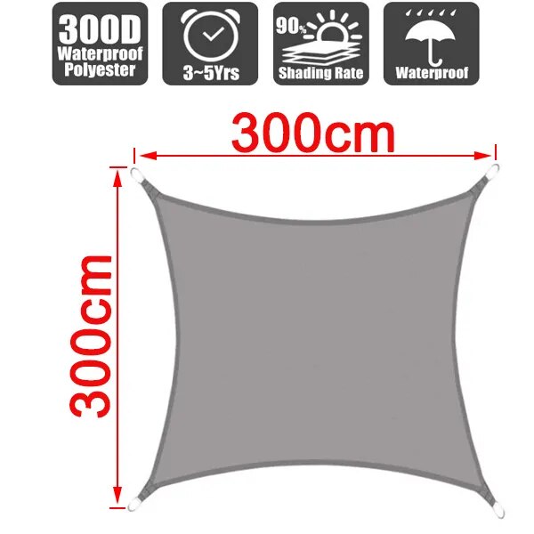 Waterproof 300D gray square rectangular shade sail - My Store