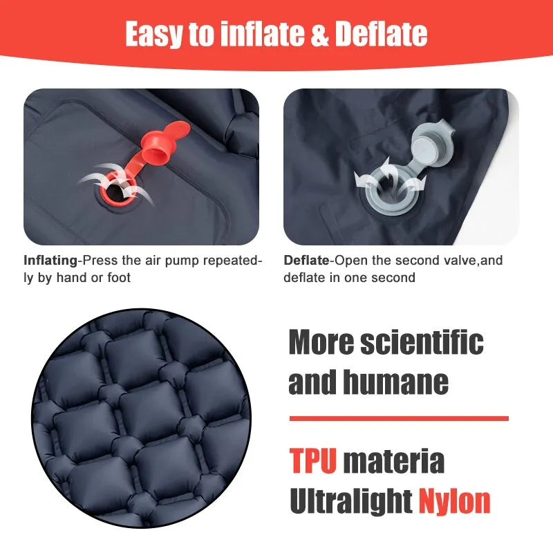 Outdoor Camping Inflatable Mattress Sleeping Pad With Pillows - My Store