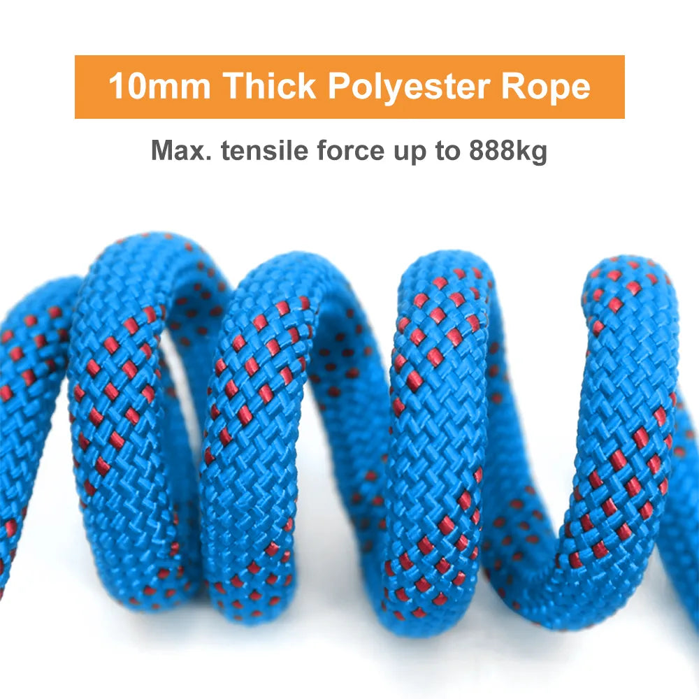 Tomshoo 10mm Rock Climbing Rope 10M/20M/30M Outdoor Static Repelling Rope - My Store