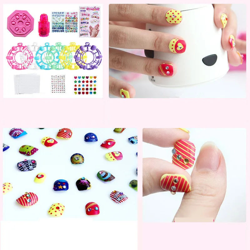 96pcs Children DIY Color Nail Sticker Set Beauty Pretend Toy Girls Handmade