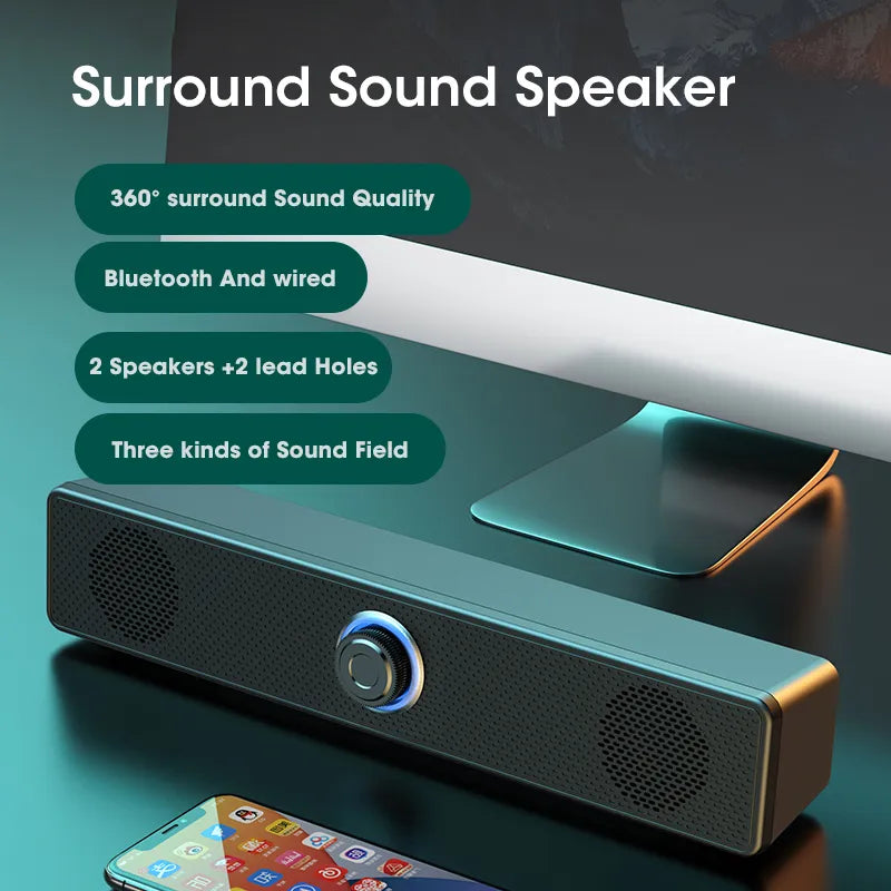 Home Theater Sound System Bluetooth Speaker 4D Surround Soundbar Computer Speaker For TV Soundbar Box Subwoofer Stereo Music Box