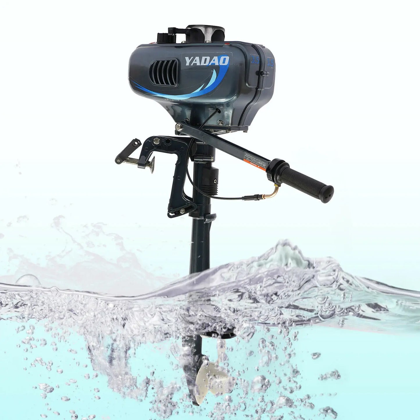 Grey 3.5HP 49cc Boat Outboard Motor Short Shaft 2 Stroke Gasoline Engine Half Water-cooling and Air-cooling  System