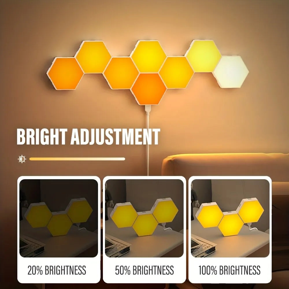 RGB Intelligent Hexagonal Wall Lamp Color-changing Ambient Night Light DYI Shape Music Rhythm APP Control For Game Room Bedroom