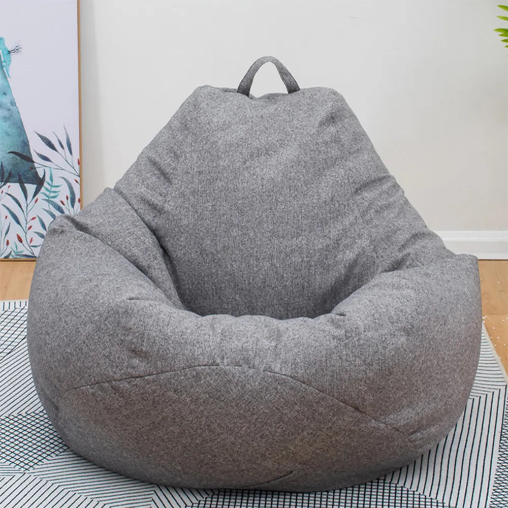 Large Small Lazy Sofa Cover Chairs Without Filler Linen Cloth Lounger Seat Bean Bag