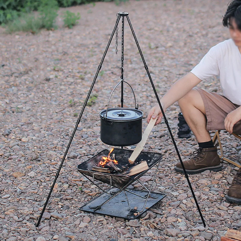 1pc Camping Bonfire Tripod Portable Triangle Support Aluminum Alloy 530g/300g For Hanging Pot Picnic Cooking Camping Accsesorios