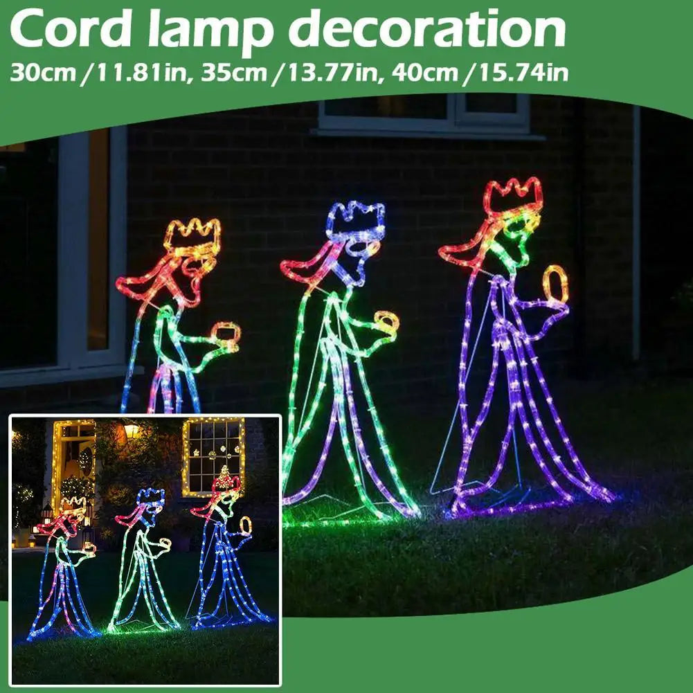 Outdoor Christmas LED Three 3 Kings Silhouette Motif Rope Light Decoration for Garden Yard