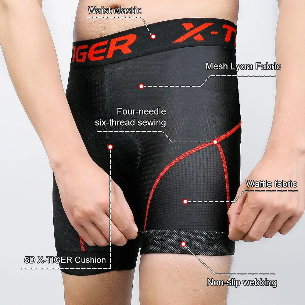 X-TIGER Men's Cycling Shorts Breathable Mesh Cycling Underwear Gel Pad