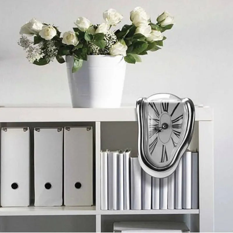 Surreal Melting Clock Silent Melted Wall Clock for Decorative Home Office Shelf Desk Table Gift