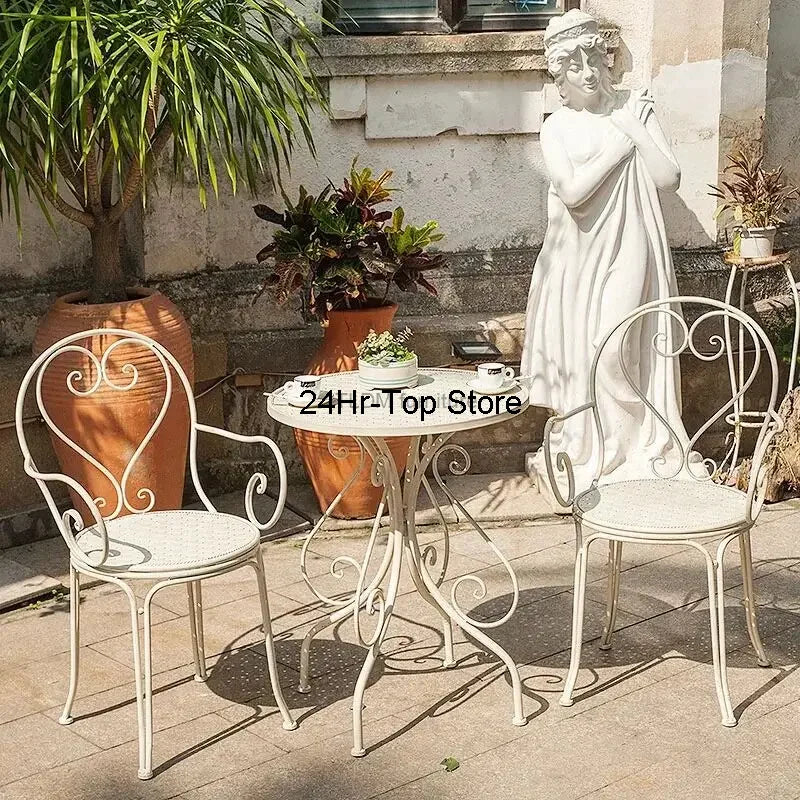 European Retro Iron Garden Furniture Sets Outdoor Courtyard Garden Balcony Table and Chair Set cafe