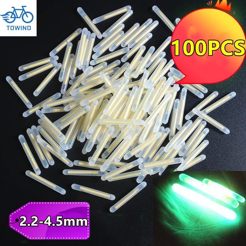 New 100PCS 2.2-4.5mm Night Fishing Float Rod Lights S L Light Dark Glow Stick Useful Fishing Fluorescent Light stick Accessories