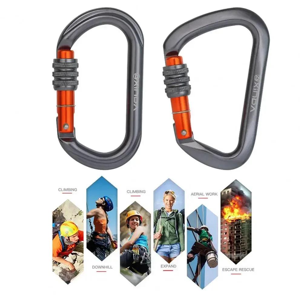 Climbing Carabiner Anti-oxidation Wear Resistant Accessory O-Shape D-Shape Screw Climbing Lock for Mountaineering