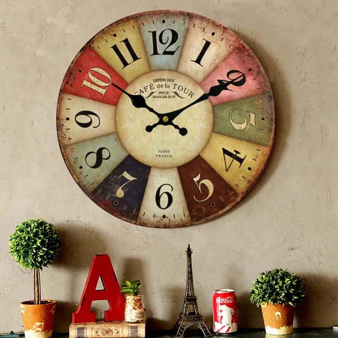 12 Inch Thick Wood Kitchen Wall Clock Retro Farmhouse Clocks for Living Room Decor Bedroom Restaurant