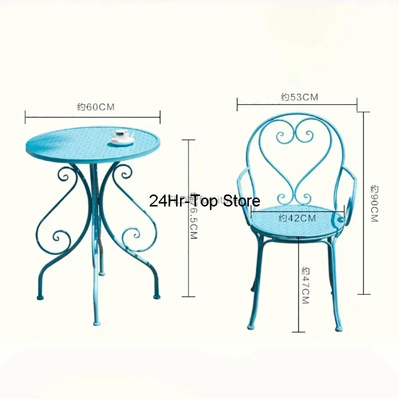 European Retro Iron Garden Furniture Sets Outdoor Courtyard Garden Balcony Table and Chair Set cafe