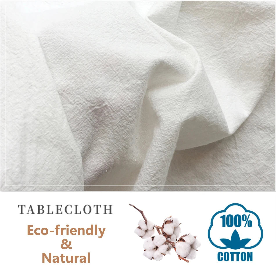 Tassels Stitching Tablecloth Cotton Fabric Table Cloth Washable for Wedding Party Dining Banquet Decoration Luxuriou Table Cover