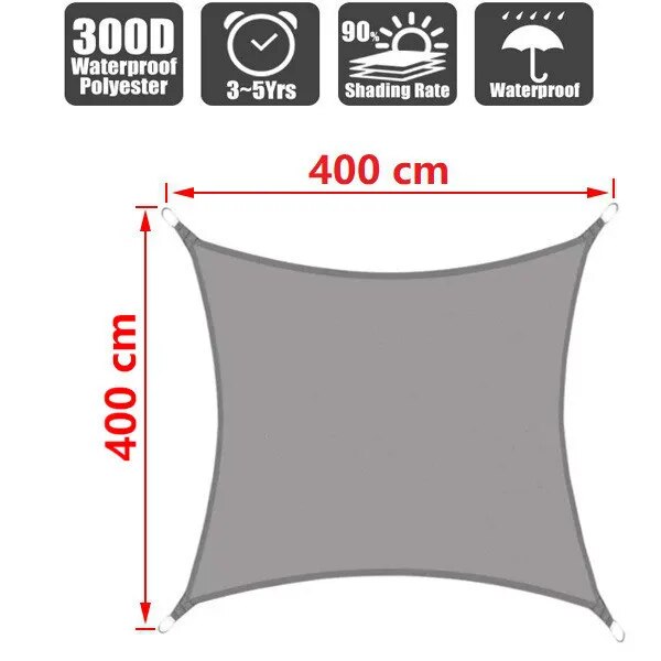 Waterproof 300D gray square rectangular shade sail - My Store