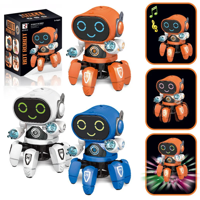 Kids Dance Robots Music LED 6 Claws Octopus Robot Birthday Gift Toys For Children Early Education