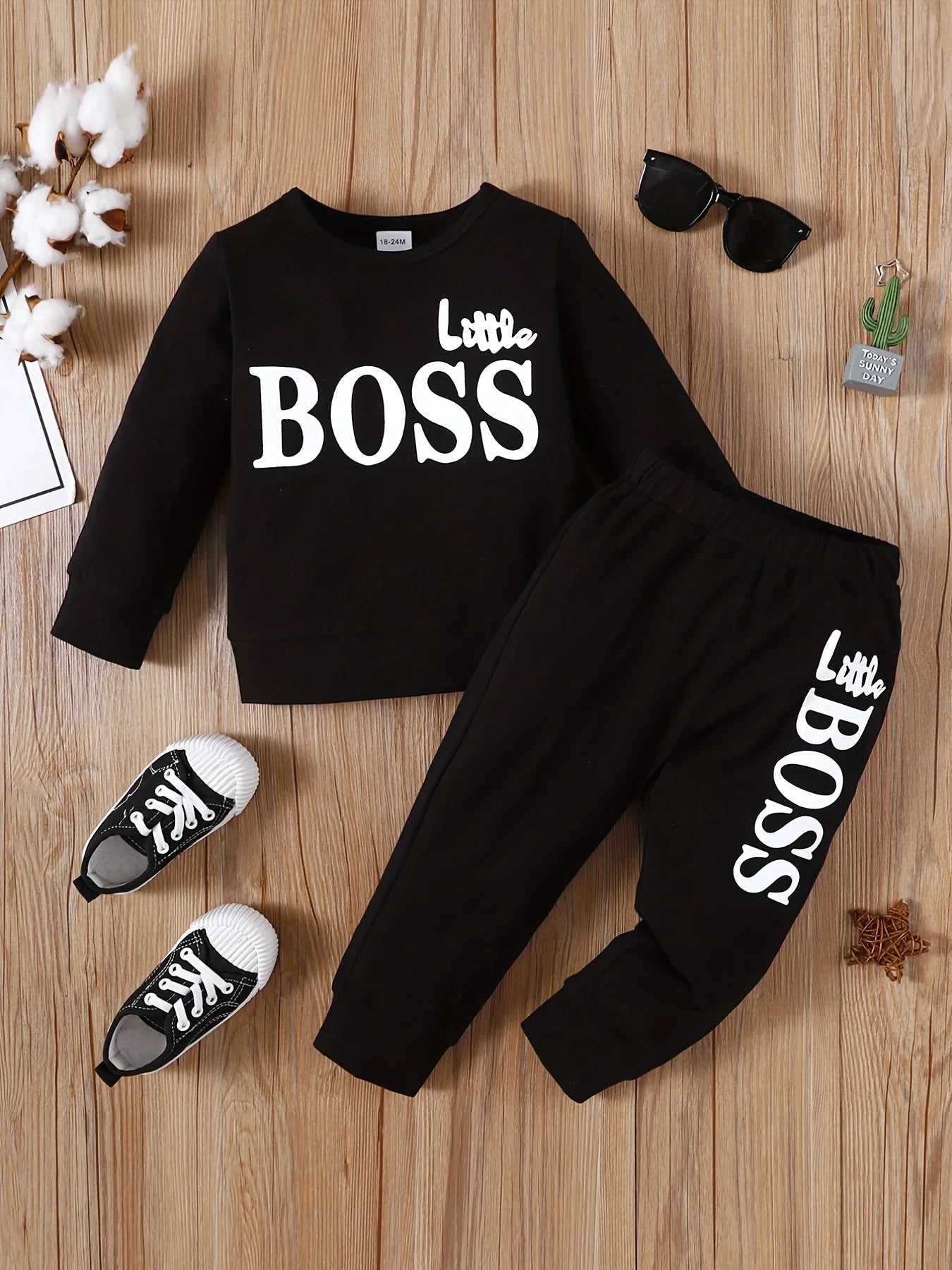 Clothes Set for Kids Boy 1-6 Years Solid Long Sleeves Little BOSS