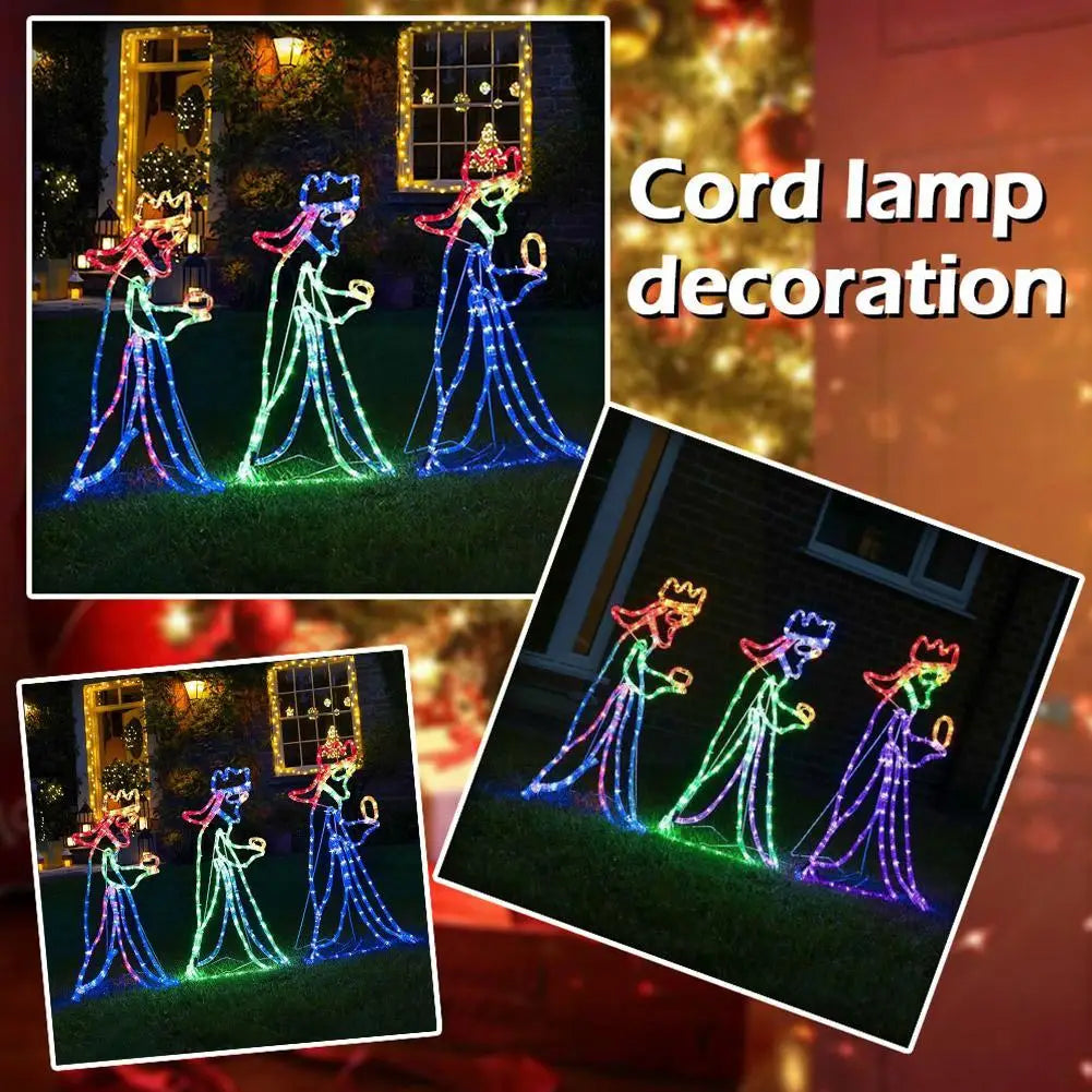 Outdoor Christmas LED Three 3 Kings Silhouette Motif Rope Light Decoration for Garden Yard