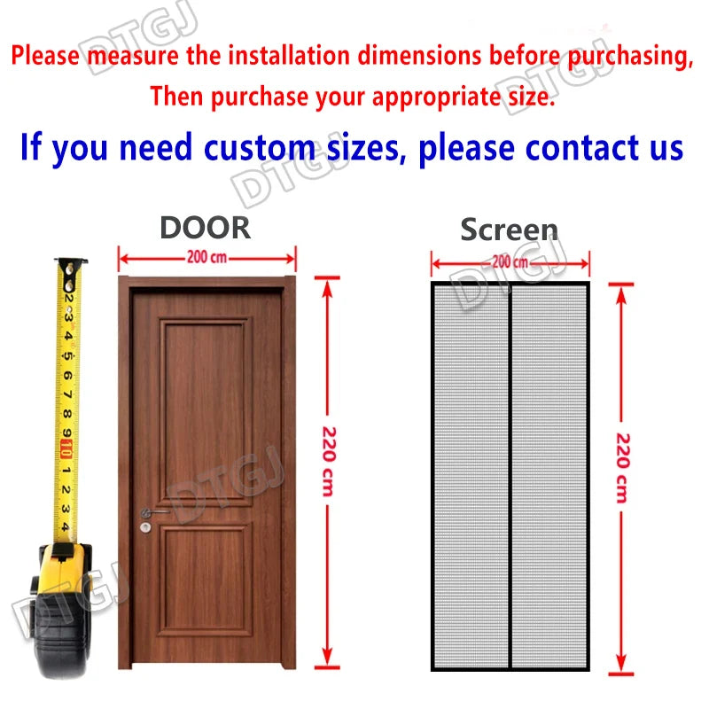 Magnetic Door Screen Custom Size Mosquito Net Curtain Fly Insect Automatic Closing Invisible Mesh For Kitchen indoor living room