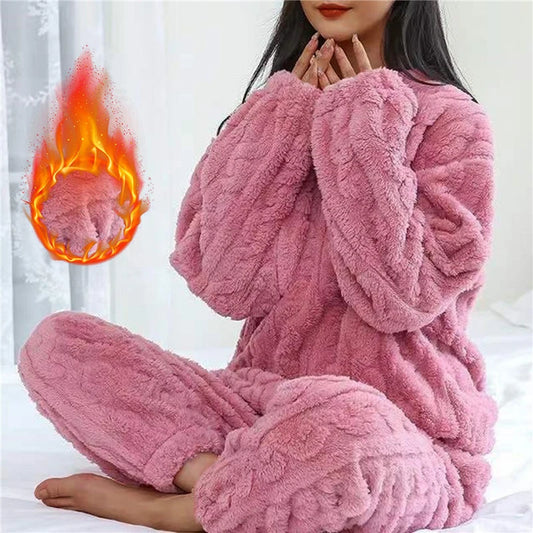 Women's pajamas set Winter coral velvet home wear Velvet thickened two-piece