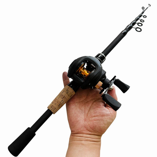 Fishing Rod and Reel Combo Set Telescopic Lure Rod Spinning Casting Short Jigging Rod