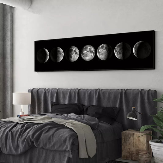 Wall Art Moon Phase Black White Posters Aesthetic Canvas Art Prints Abstract Painting Wall Picture for Living Room Home Decor