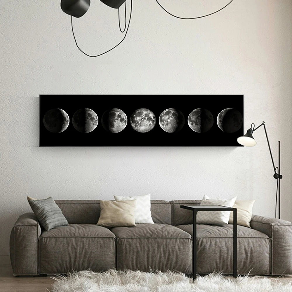 Wall Art Moon Phase Black White Posters Aesthetic Canvas Art Prints Abstract Painting Wall Picture for Living Room Home Decor